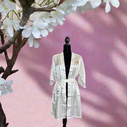 WHITE SILK ROBE